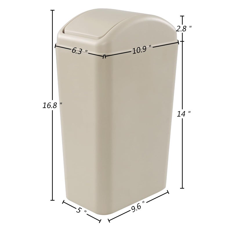Obstnny Slim Plastic Trash Can for Narrow Spaces at Home or Office, Khaki. - Image 2